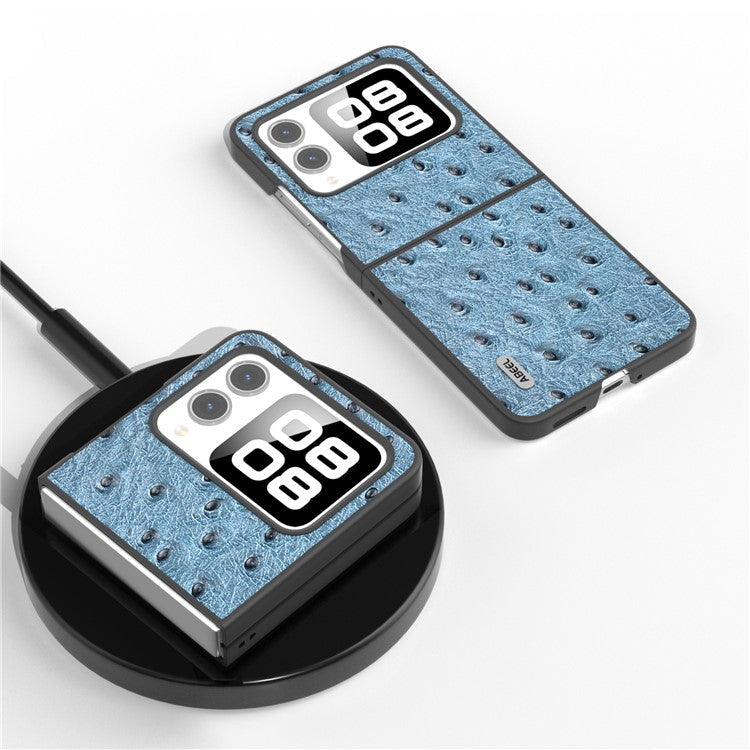 ABEEL For Huawei nova Flip 5G Case Genuine Leather Ostrich Texture Phone Cover - Blue