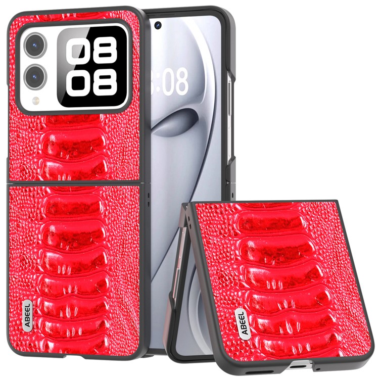 ABEEL For Huawei nova Flip 5G Case Genuine Leather Crocodile Texture Phone Cover - Red