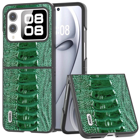 ABEEL For Huawei nova Flip 5G Case Genuine Leather Crocodile Texture Phone Cover - Green