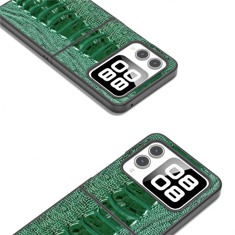 ABEEL For Huawei nova Flip 5G Case Genuine Leather Crocodile Texture Phone Cover - Green