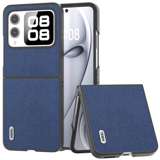 ABEEL For Huawei nova Flip 5G Case Genuine Leather Litchi Texture Phone Cover - Blue