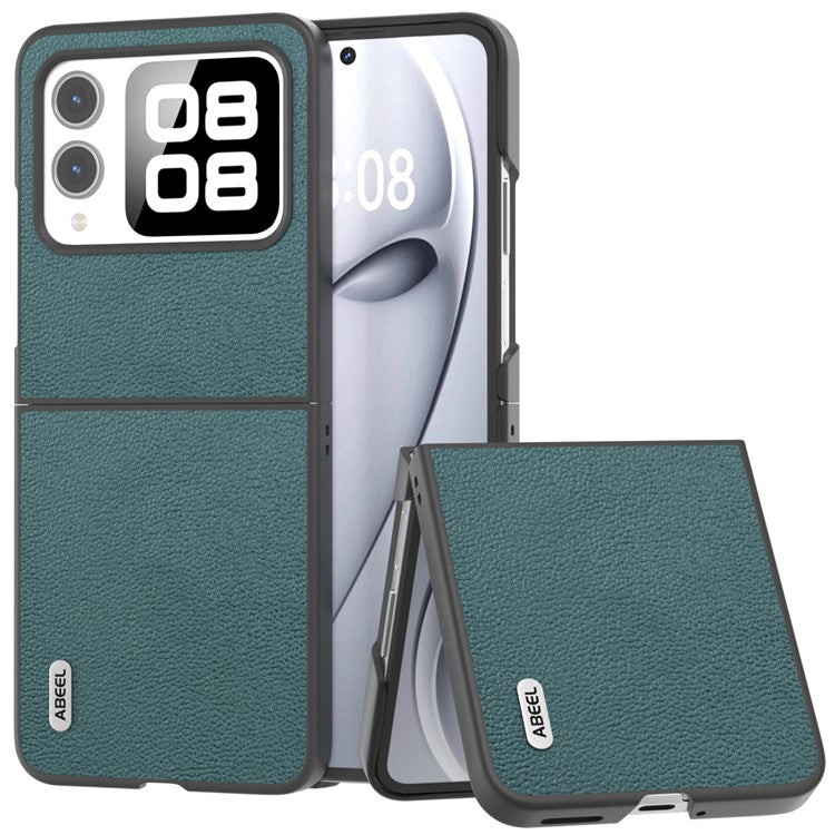 ABEEL For Huawei nova Flip 5G Case Genuine Leather Litchi Texture Phone Cover - Green