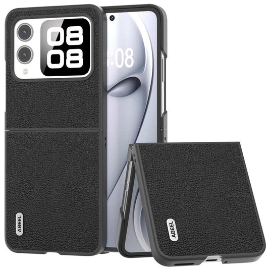 ABEEL For Huawei nova Flip 5G Case Genuine Leather Litchi Texture Phone Cover - Black