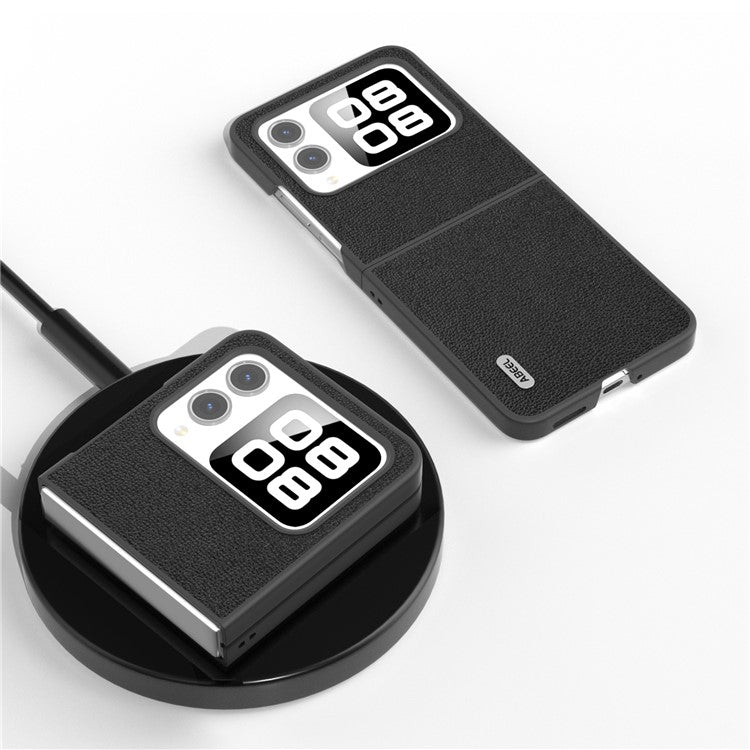 ABEEL For Huawei nova Flip 5G Case Genuine Leather Litchi Texture Phone Cover - Black