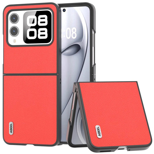 ABEEL For Huawei nova Flip 5G Case Genuine Leather Litchi Texture Phone Cover - Red