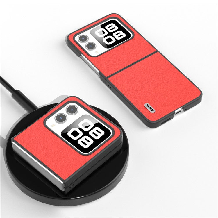 ABEEL For Huawei nova Flip 5G Case Genuine Leather Litchi Texture Phone Cover - Red