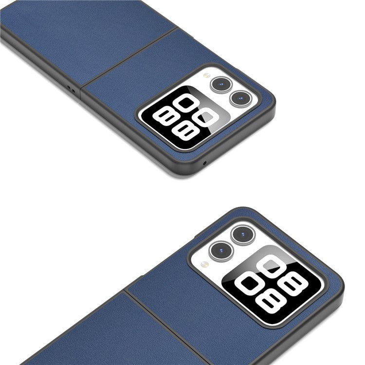 ABEEL For Huawei nova Flip 5G Case Texture Genuine Leather Phone Cover Protector - Blue