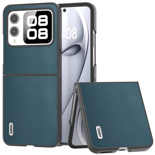 ABEEL For Huawei nova Flip 5G Case Texture Genuine Leather Phone Cover Protector - Green