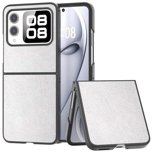 For Huawei nova Flip 5G Case Anti-Scratch PU Leather Coated PC Phone Cover - Silver