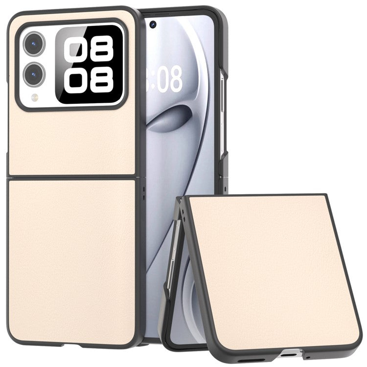 For Huawei nova Flip 5G Case Anti-Scratch PU Leather Coated PC Phone Cover - Light Yellow