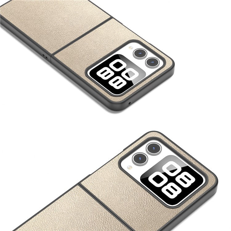 For Huawei nova Flip 5G Case Anti-Scratch PU Leather Coated PC Phone Cover - Gold