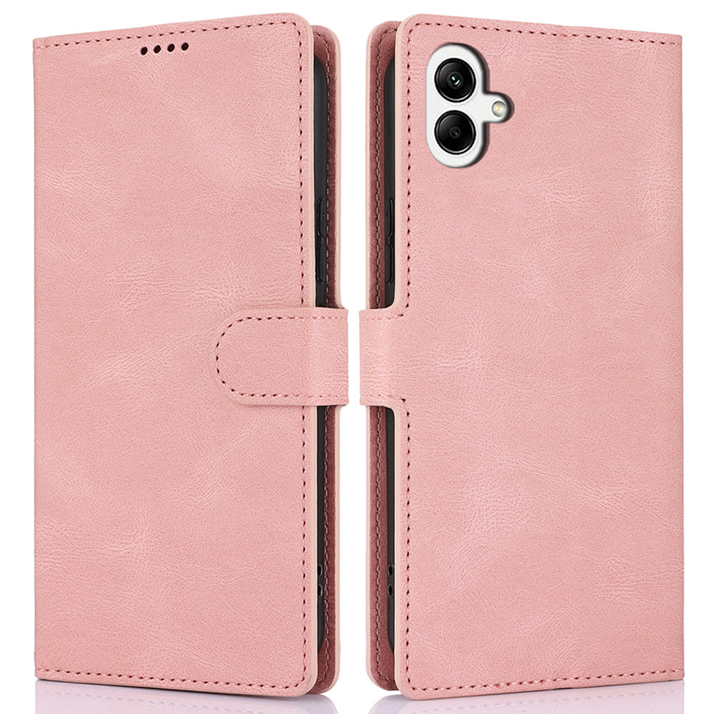 For Samsung Galaxy A06 Case PU Leather Phone Cover with Wallet Stand View - Pink