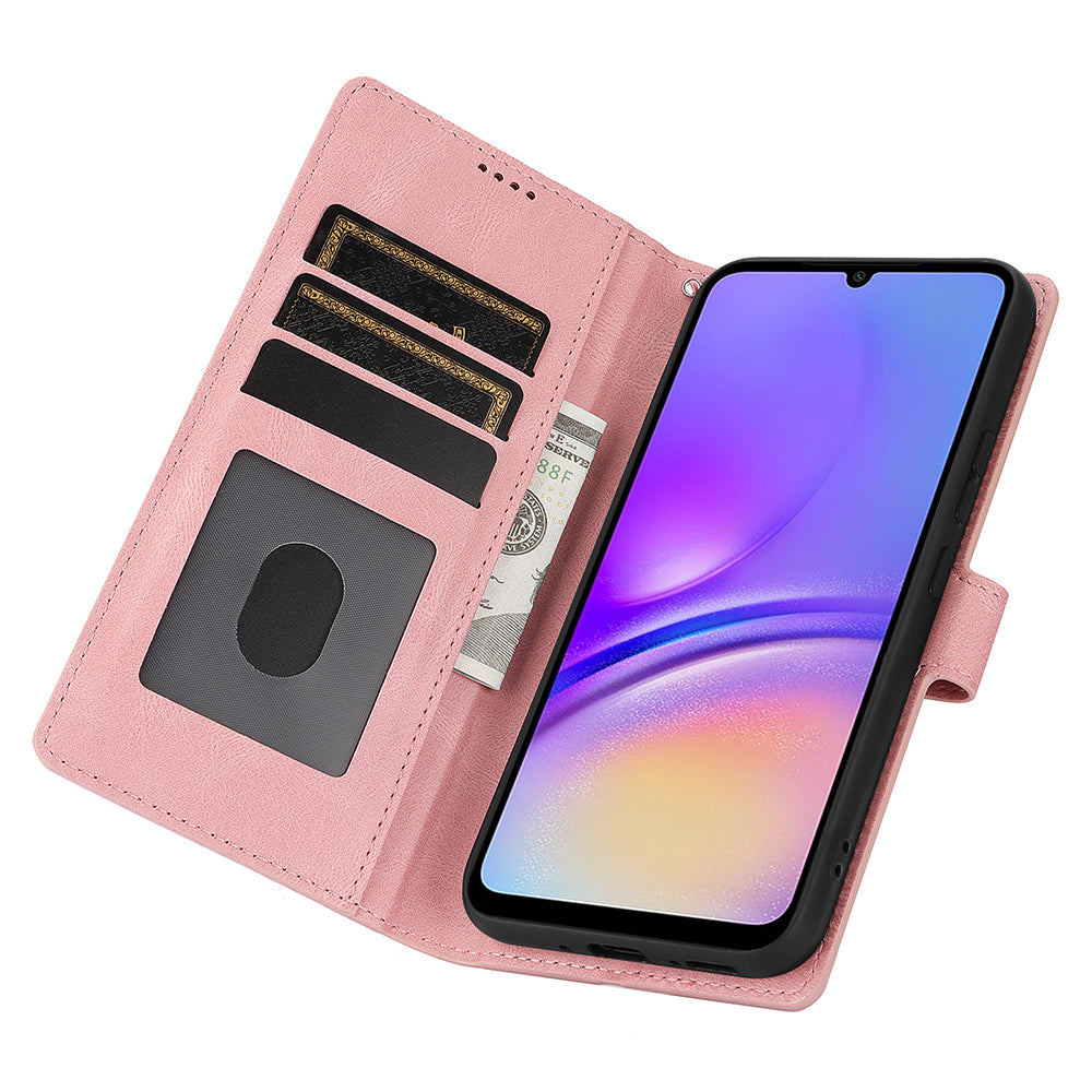 For Samsung Galaxy A06 Case PU Leather Phone Cover with Wallet Stand View - Pink