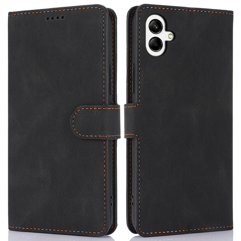 For Samsung Galaxy A06 Case PU Leather Phone Cover with Wallet Stand View - Black