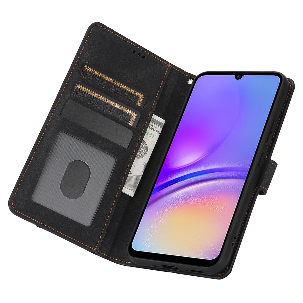 For Samsung Galaxy A06 Case PU Leather Phone Cover with Wallet Stand View - Black