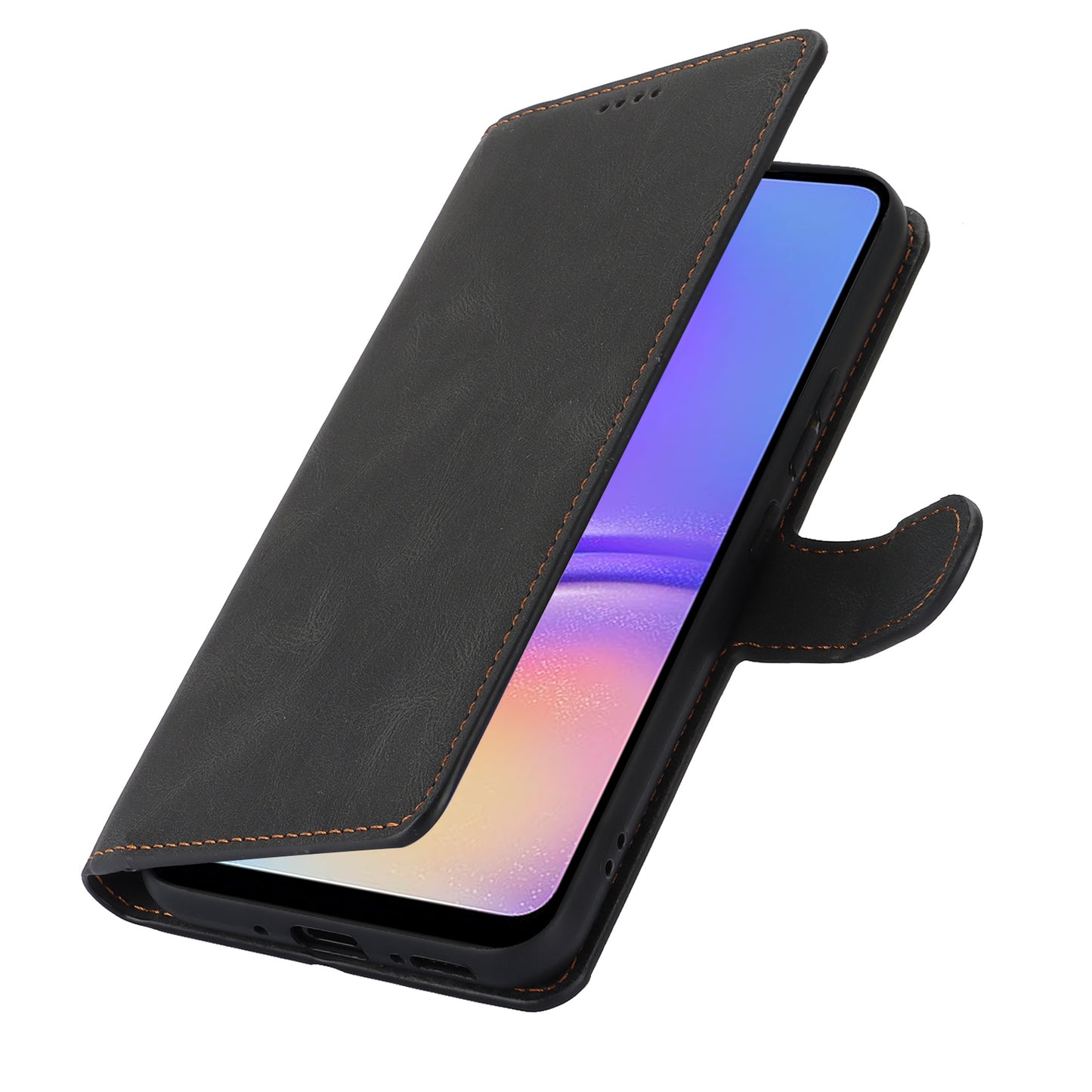 For Samsung Galaxy A06 Case PU Leather Phone Cover with Wallet Stand View - Black