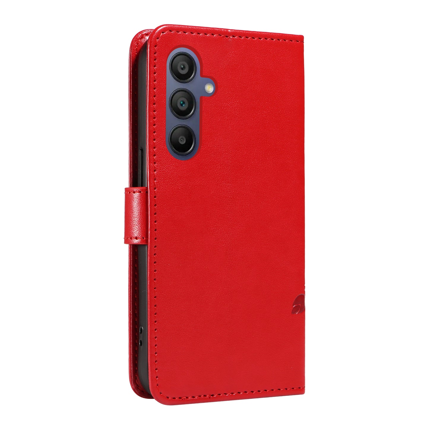 For Samsung Galaxy A16 5G / A16 4G Case Flower Pattern PU Leather Wallet Phone Cover - Red