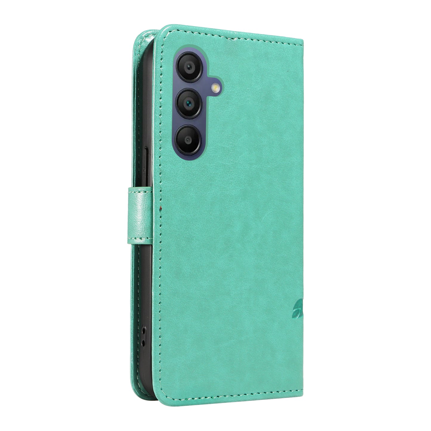 For Samsung Galaxy A16 5G / A16 4G Case Flower Pattern PU Leather Wallet Phone Cover - Green