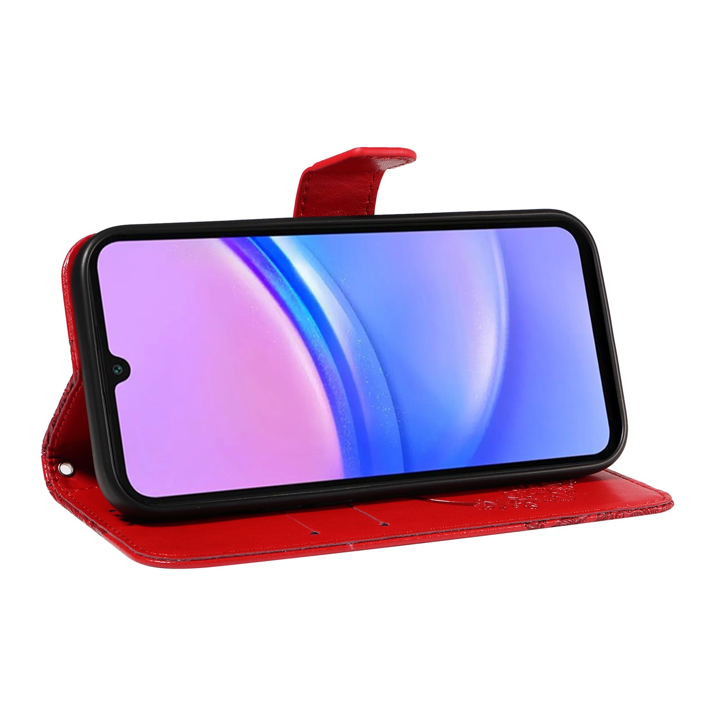 For Samsung Galaxy A16 5G / A16 4G Case Butterfly Pattern Leather Wallet Flip Phone Cover - Red