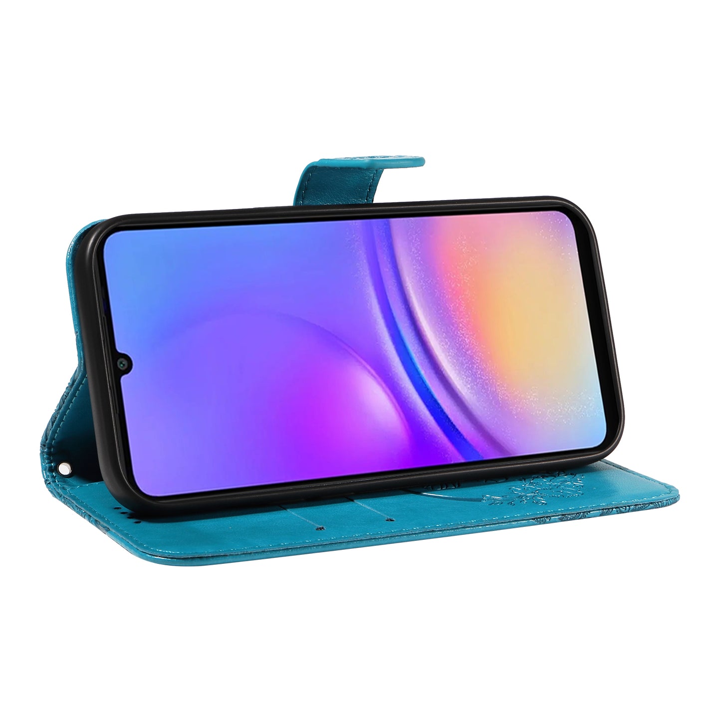 For Samsung Galaxy A06 Case Butterfly Pattern Leather Wallet Flip Phone Cover - Blue
