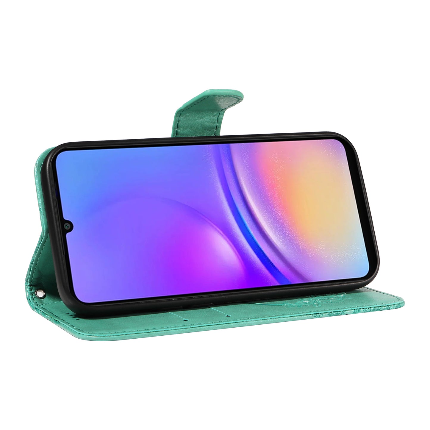 For Samsung Galaxy A06 Case Butterfly Pattern Leather Wallet Flip Phone Cover - Green