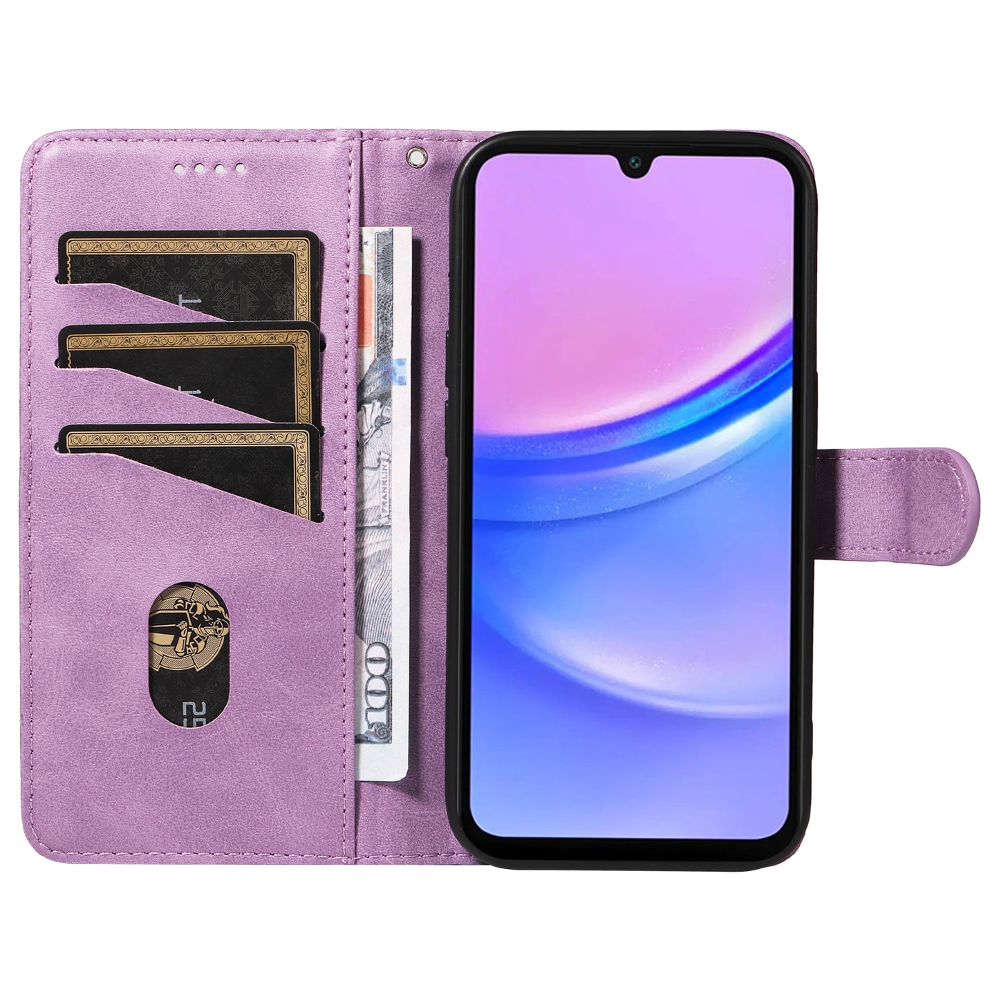 For Samsung Galaxy A16 5G / A16 4G Case Flip Wallet T-Shape Lines Leather Phone Cover - Light Purple