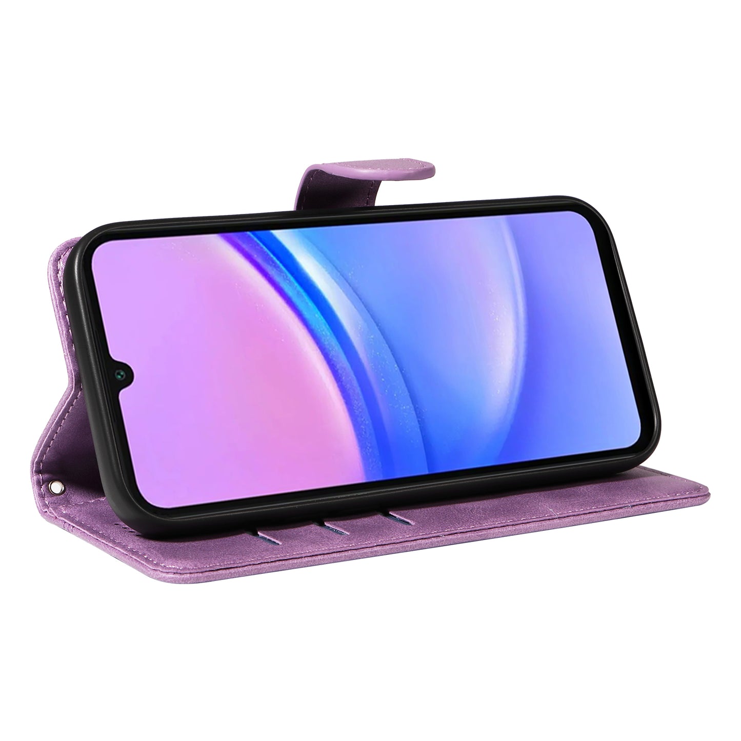 For Samsung Galaxy A16 5G / A16 4G Case Flip Wallet T-Shape Lines Leather Phone Cover - Light Purple