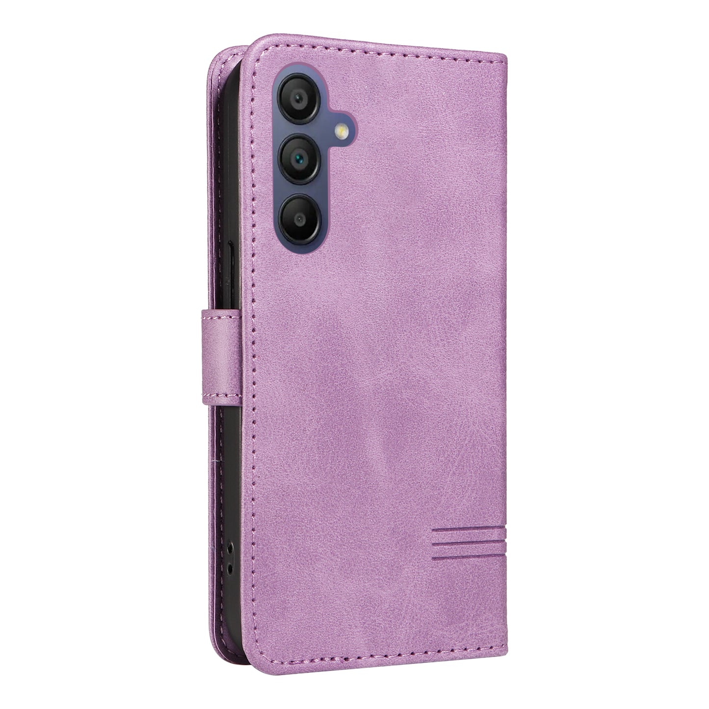 For Samsung Galaxy A16 5G / A16 4G Case Flip Wallet T-Shape Lines Leather Phone Cover - Light Purple