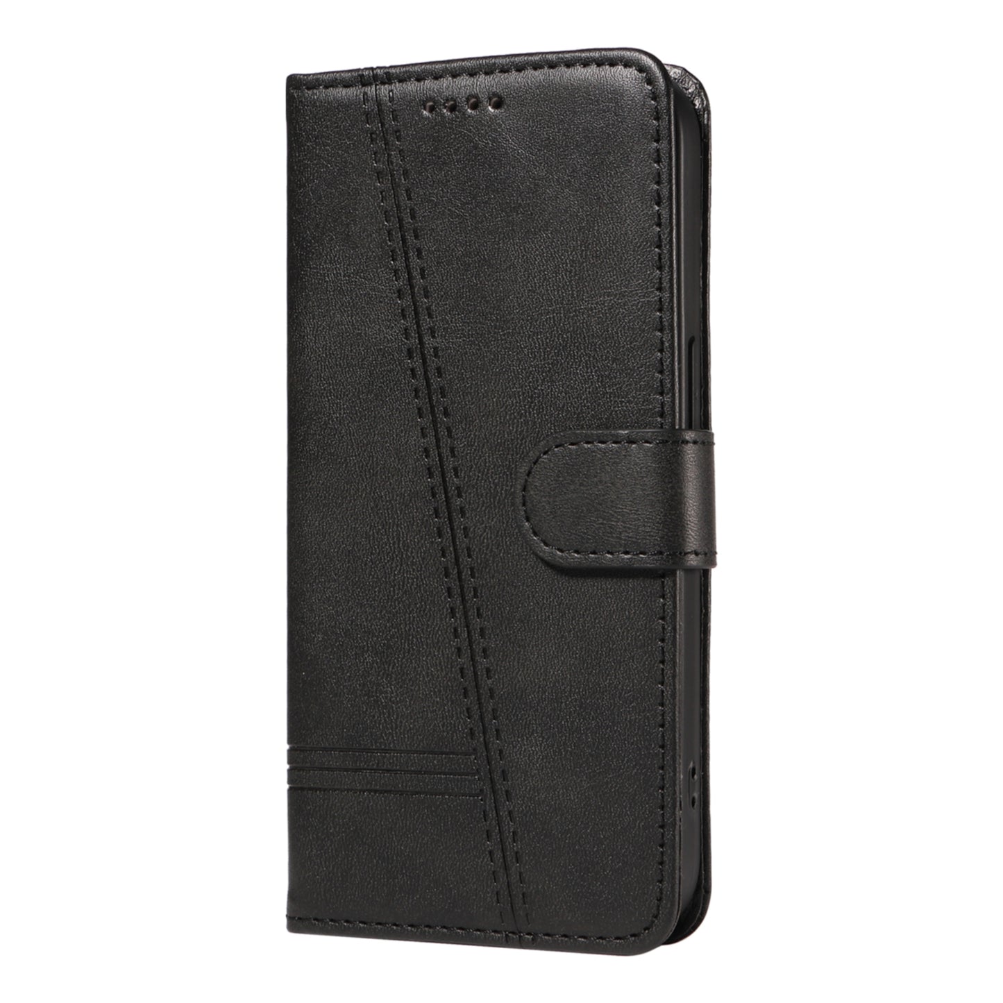 For Samsung Galaxy A16 5G / A16 4G Case Flip Wallet T-Shape Lines Leather Phone Cover - Black