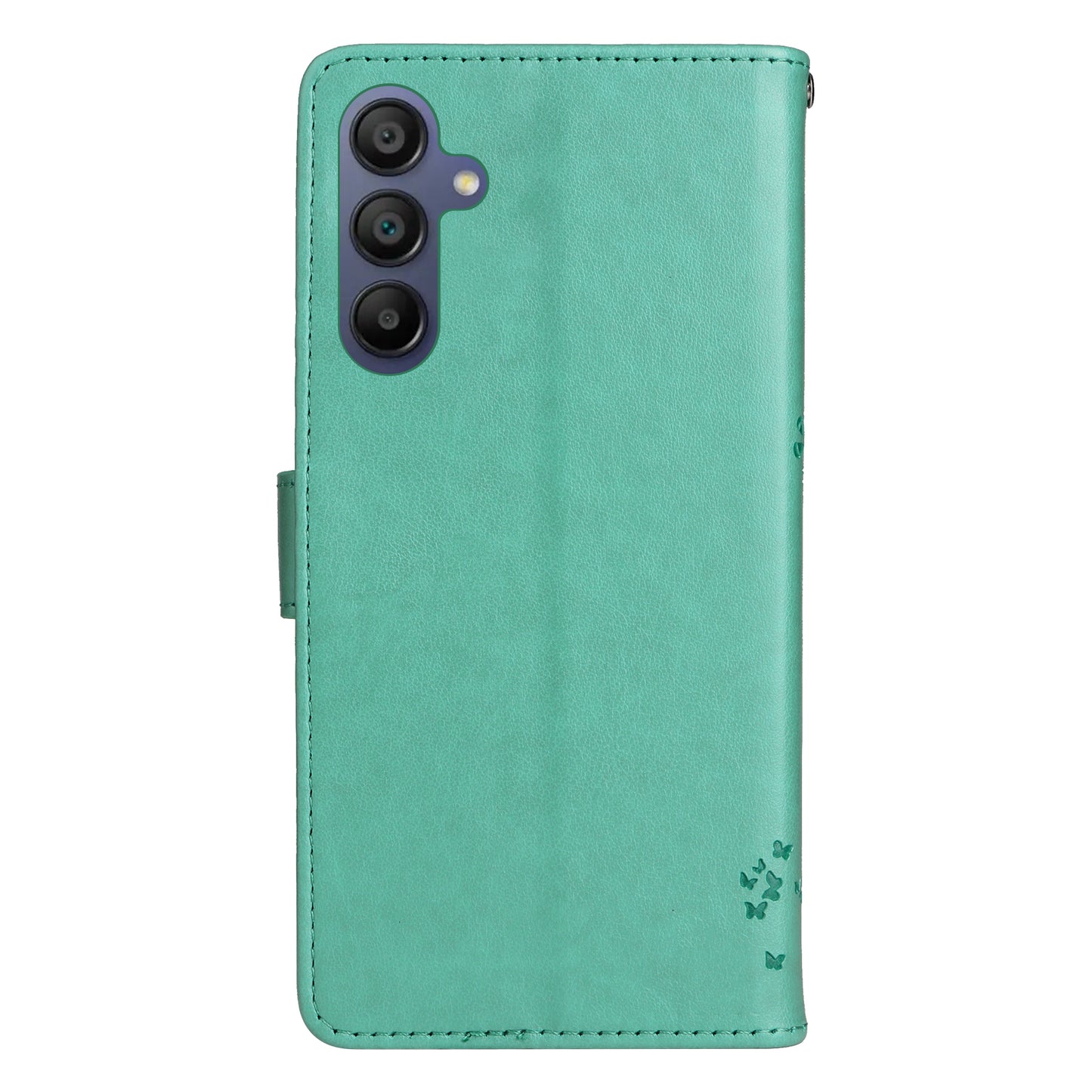 KT Imprinting Flower Series-3 For Samsung Galaxy A16 5G / A16 4G Case Cat Tree Pattern Flip Leather Phone Cover - Green