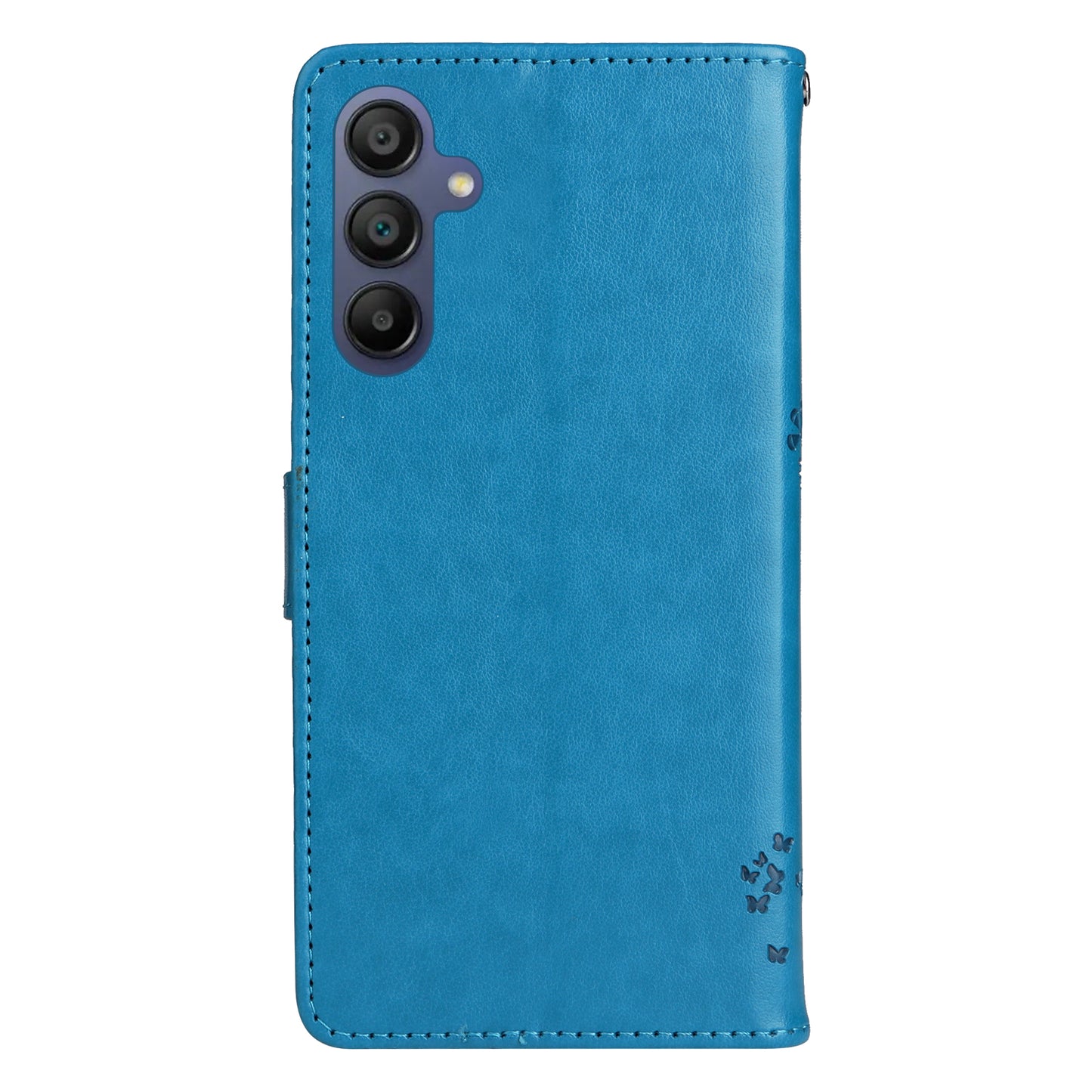KT Imprinting Flower Series-3 For Samsung Galaxy A16 5G / A16 4G Case Cat Tree Pattern Flip Leather Phone Cover - Blue
