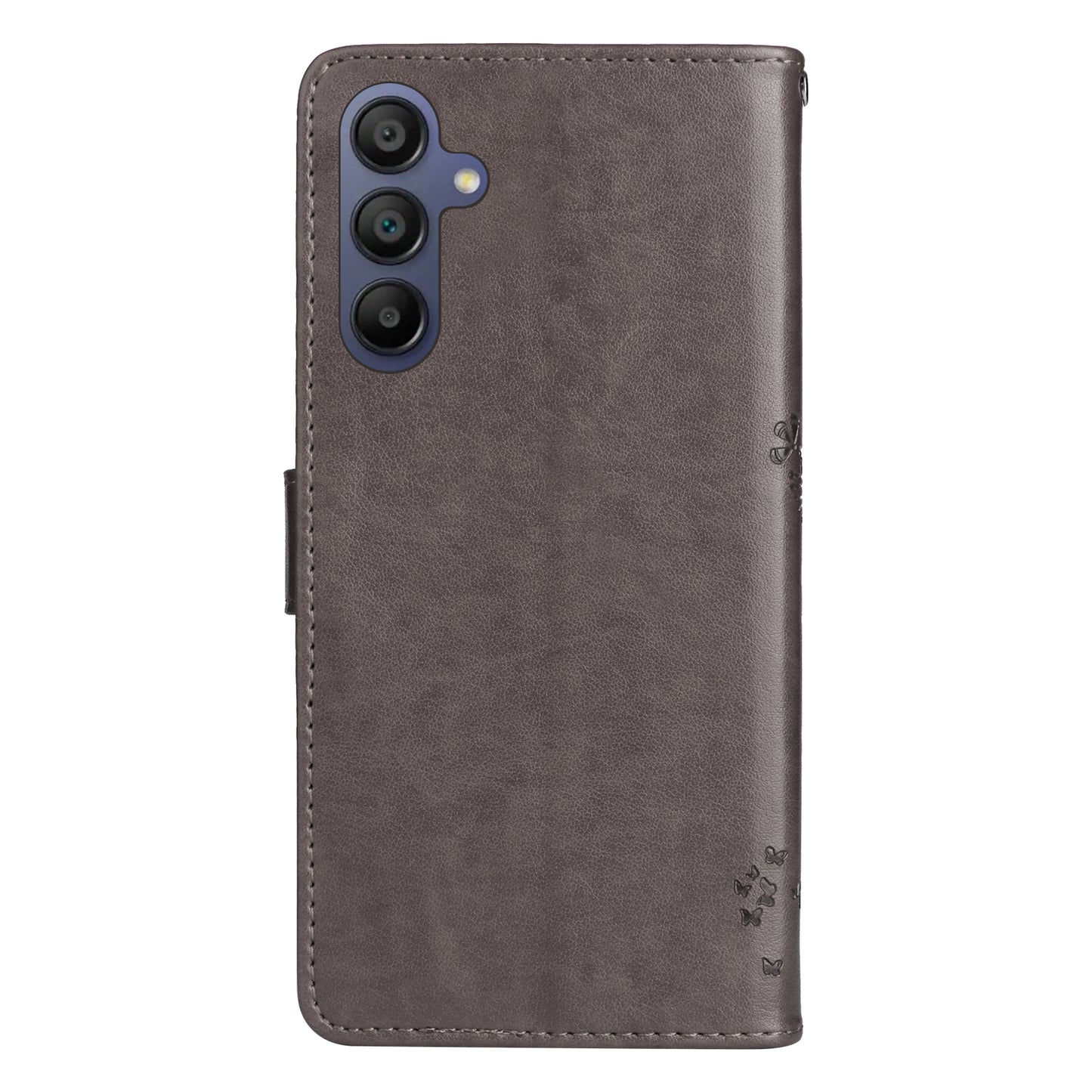KT Imprinting Flower Series-3 For Samsung Galaxy A16 5G / A16 4G Case Cat Tree Pattern Flip Leather Phone Cover - Grey