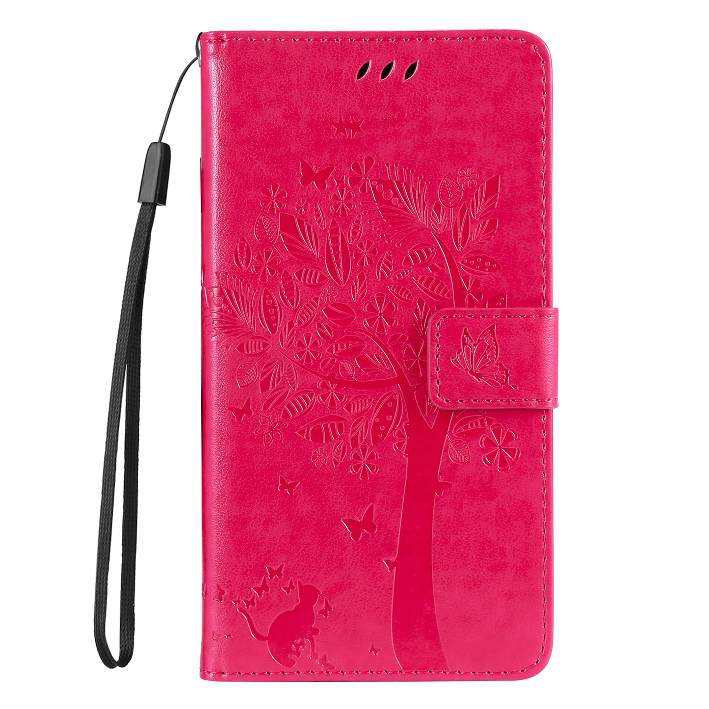 KT Imprinting Flower Series-3 For Samsung Galaxy A16 5G / A16 4G Case Cat Tree Pattern Flip Leather Phone Cover - Rose