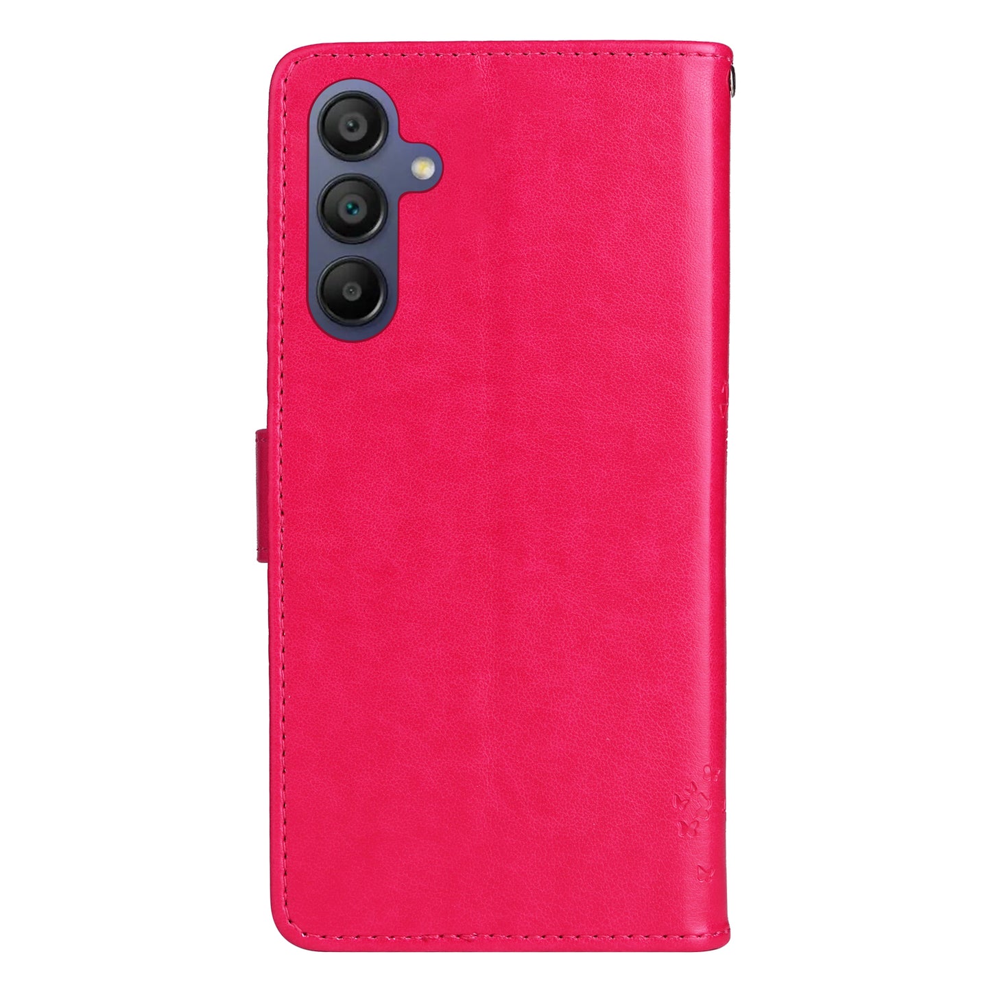 KT Imprinting Flower Series-3 For Samsung Galaxy A16 5G / A16 4G Case Cat Tree Pattern Flip Leather Phone Cover - Rose