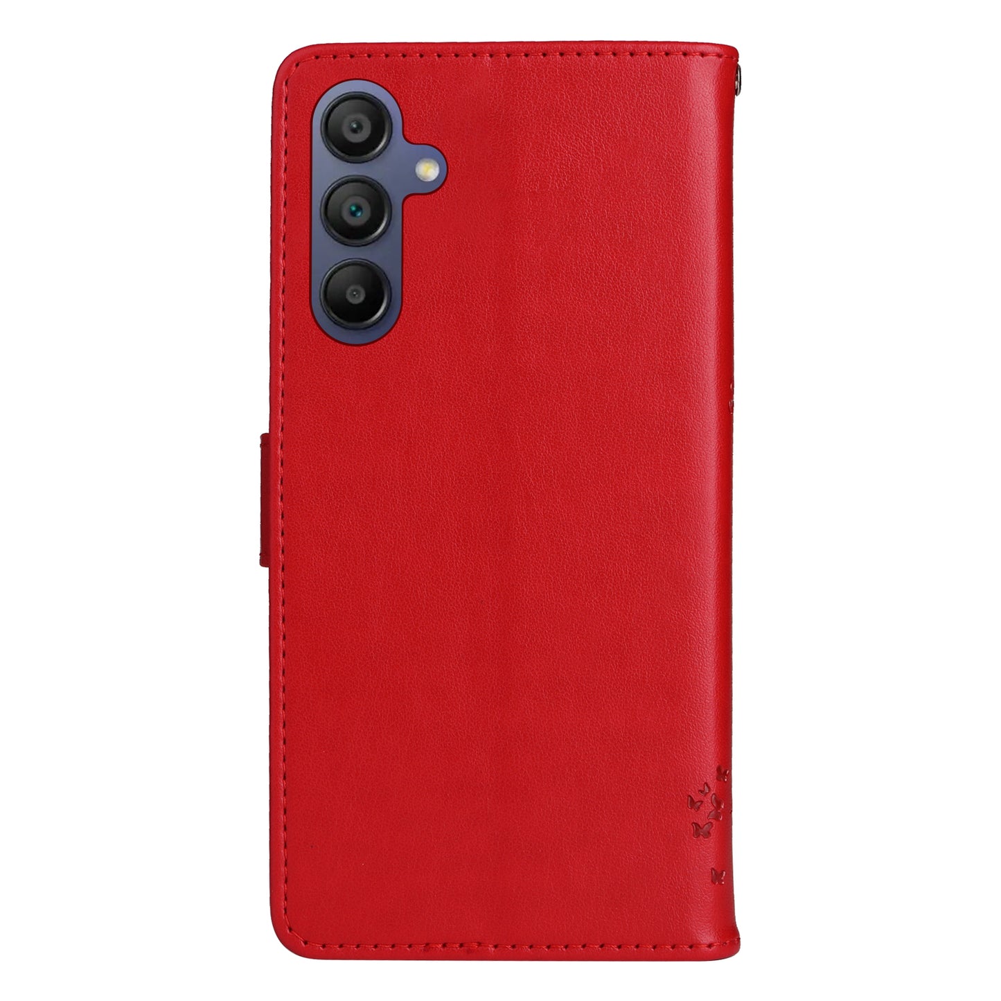 KT Imprinting Flower Series-3 For Samsung Galaxy A16 5G / A16 4G Case Cat Tree Pattern Flip Leather Phone Cover - Red