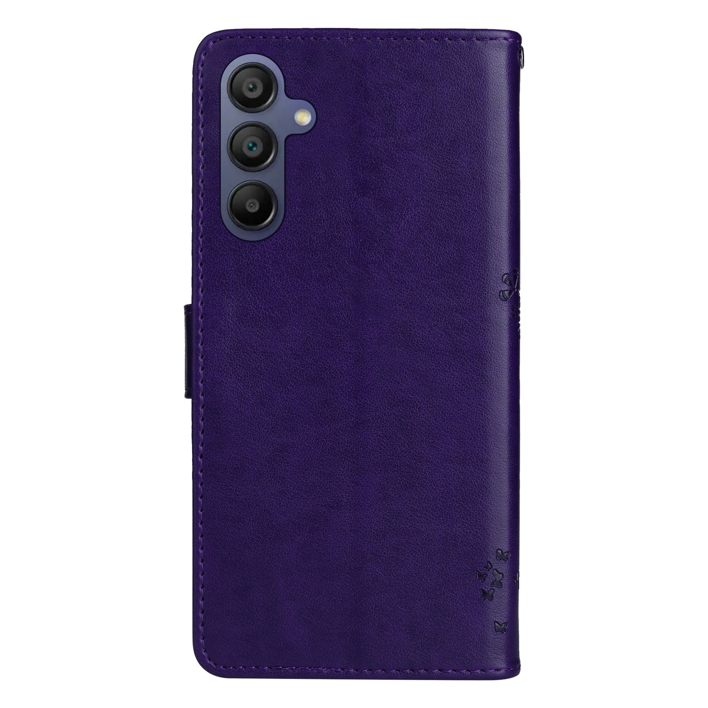 KT Imprinting Flower Series-3 For Samsung Galaxy A16 5G / A16 4G Case Cat Tree Pattern Flip Leather Phone Cover - Purple