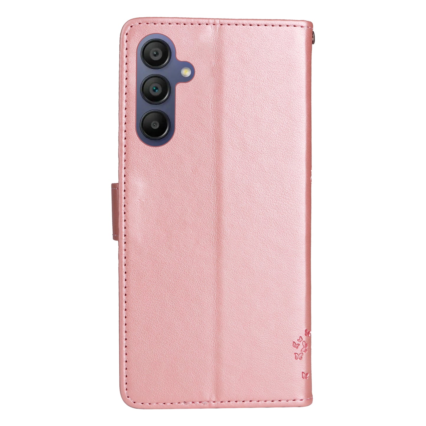 KT Imprinting Flower Series-3 For Samsung Galaxy A16 5G / A16 4G Case Cat Tree Pattern Flip Leather Phone Cover - Rose Gold