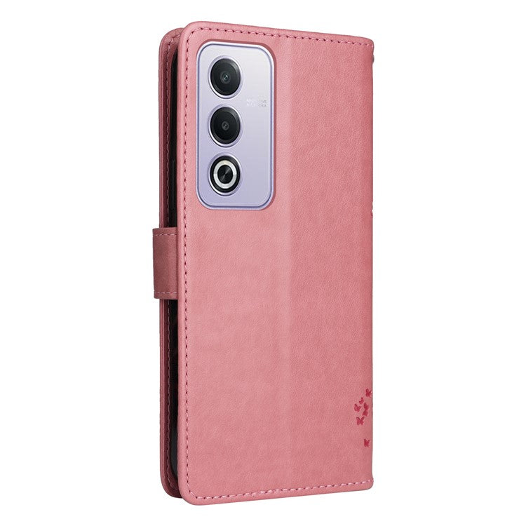 KT Imprinting Flower Series-3 For Oppo A3 Pro (Global) 5G Case Cat Tree Pattern Flip Leather Phone Cover - Pink