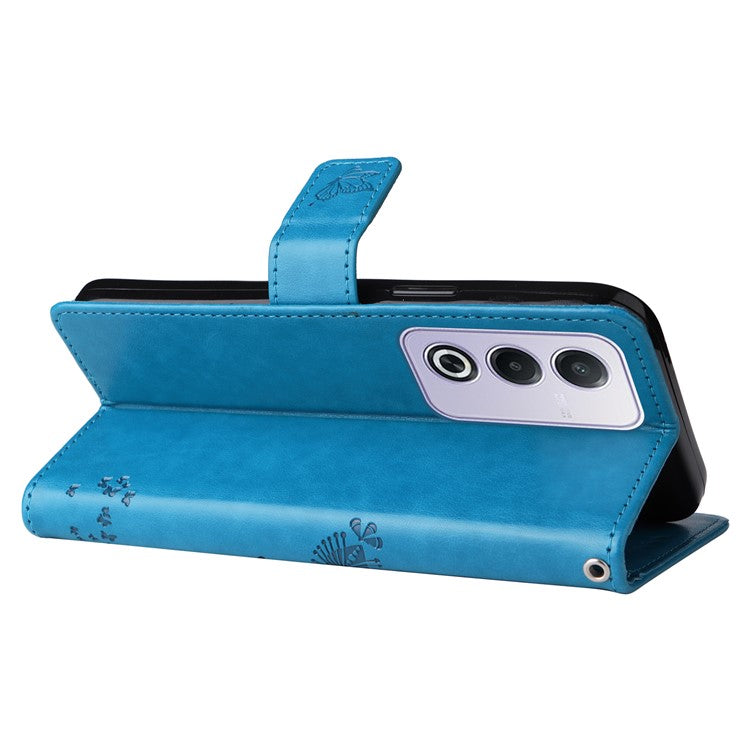 KT Imprinting Flower Series-3 For Oppo A3 Pro (Global) 5G Case Cat Tree Pattern Flip Leather Phone Cover - Blue