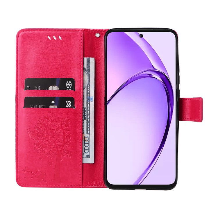 KT Imprinting Flower Series-3 For Oppo A3 Pro (Global) 5G Case Cat Tree Pattern Flip Leather Phone Cover - Rose