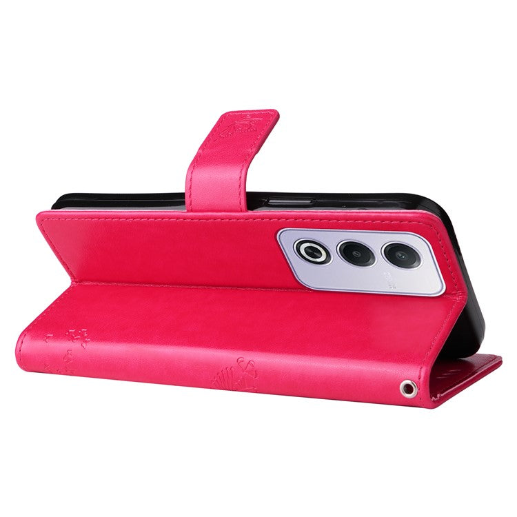 KT Imprinting Flower Series-3 For Oppo A3 Pro (Global) 5G Case Cat Tree Pattern Flip Leather Phone Cover - Rose