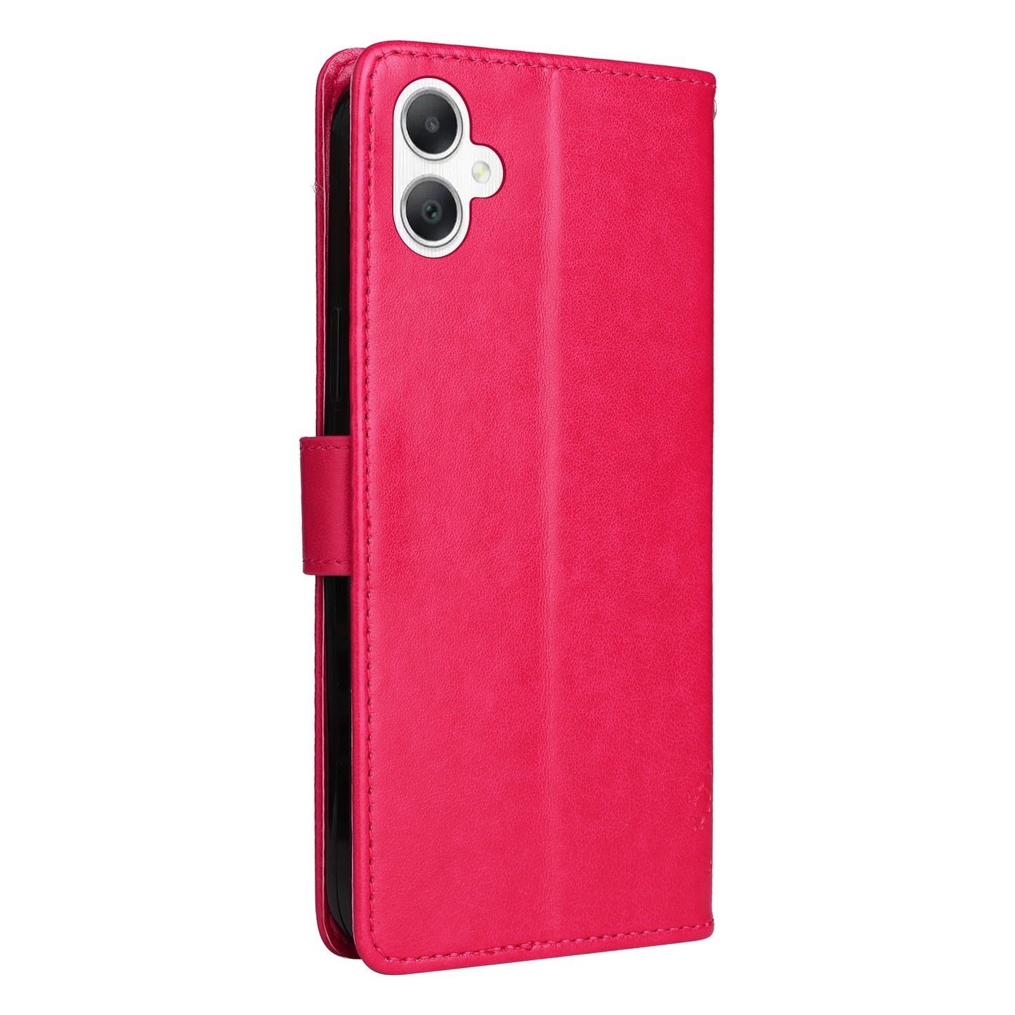 KT Imprinting Flower Series-3 For Samsung Galaxy A06 Case Cat Tree Pattern Flip Leather Phone Cover - Rose