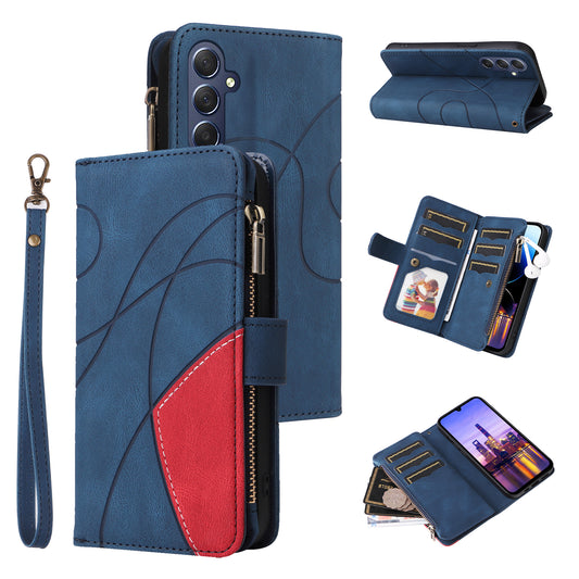 KT Multi-Function Series-5 For Samsung Galaxy A16 5G / A16 4G Case Zipper Wallet Leather Phone Cover Stand - Blue