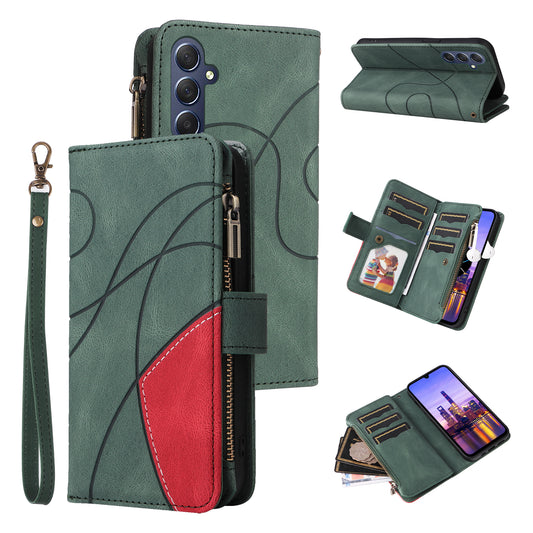 KT Multi-Function Series-5 For Samsung Galaxy A16 5G / A16 4G Case Zipper Wallet Leather Phone Cover Stand - Green