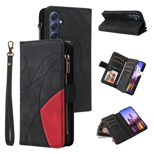KT Multi-Function Series-5 For Samsung Galaxy A16 5G / A16 4G Case Zipper Wallet Leather Phone Cover Stand - Black