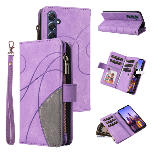 KT Multi-Function Series-5 For Samsung Galaxy A16 5G / A16 4G Case Zipper Wallet Leather Phone Cover Stand - Purple