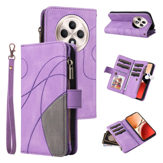 KT Multi-Function Series-5 For Oppo Reno12 F 5G Case Zipper Wallet Leather Phone Cover Stand - Purple