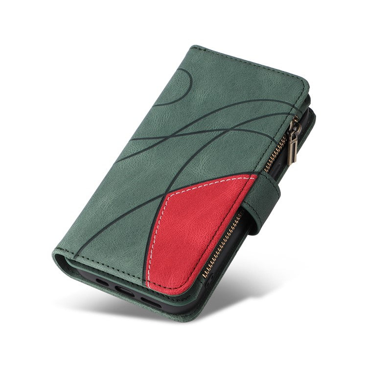 KT Multi-Function Series-5 For Oppo Reno12 F 5G Case Zipper Wallet Leather Phone Cover Stand - Green