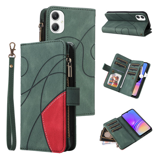 KT Multi-Function Series-5 For Samsung Galaxy A06 Case Zipper Wallet Leather Phone Cover Stand - Green