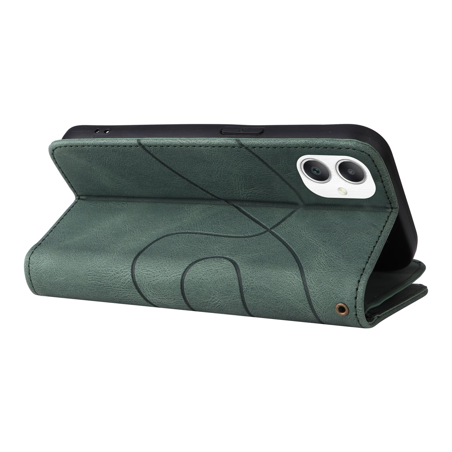 KT Multi-Function Series-5 For Samsung Galaxy A06 Case Zipper Wallet Leather Phone Cover Stand - Green
